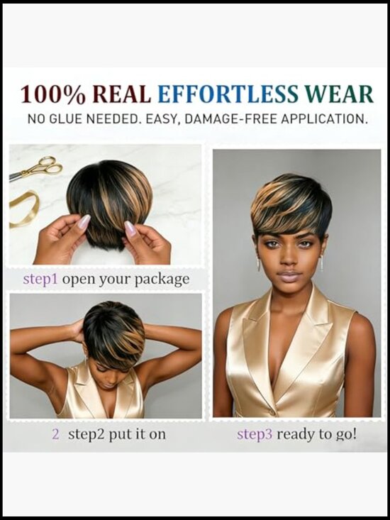 Short Pixie Cut Wig Human Hair Glueless Natural Look Daily Wear Breathable main image 4